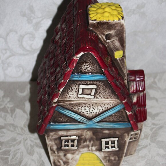 Vintage Cookie Jar | House Chalet Cabin Cookie Jar | Ceramic Canister - Picture 2 of 8